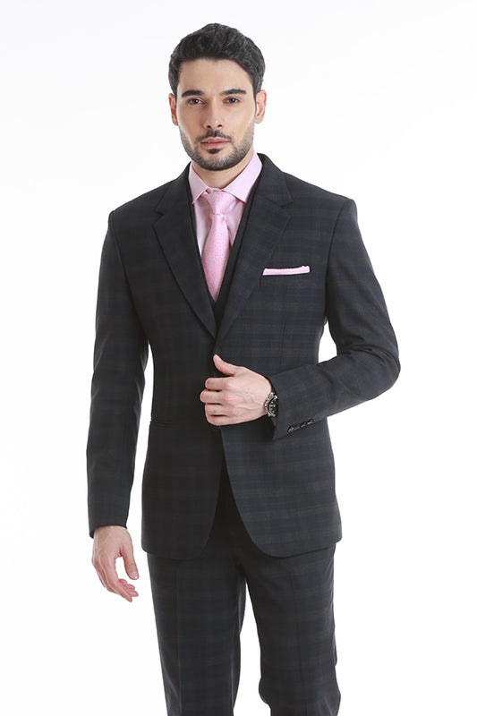 RZLER Dark Navy Blue Three-Piece Suit