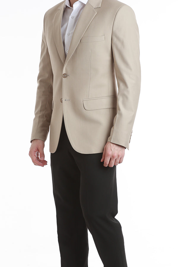 RZLER Slim-Fit Beige Blazer & Black Trouser