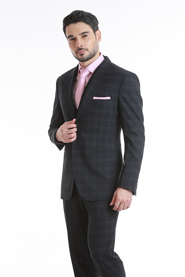 RZLER Dark Navy Blue Three-Piece Suit