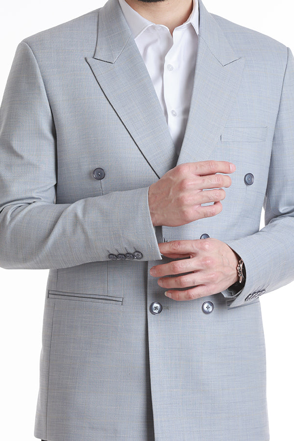 RZLER Light Blue Double-Breasted Blazer