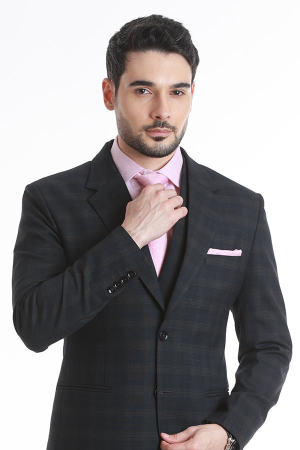 RZLER Dark Navy Blue Three-Piece Suit