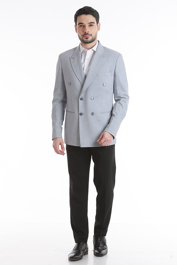 RZLER Light Blue Double-Breasted Blazer