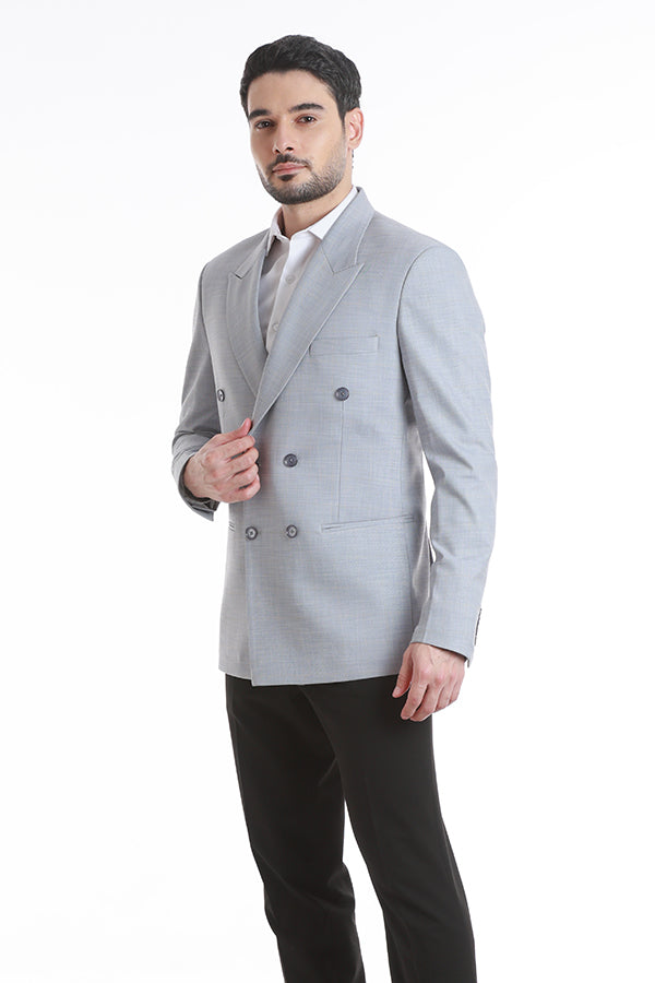 RZLER Light Blue Double-Breasted Blazer