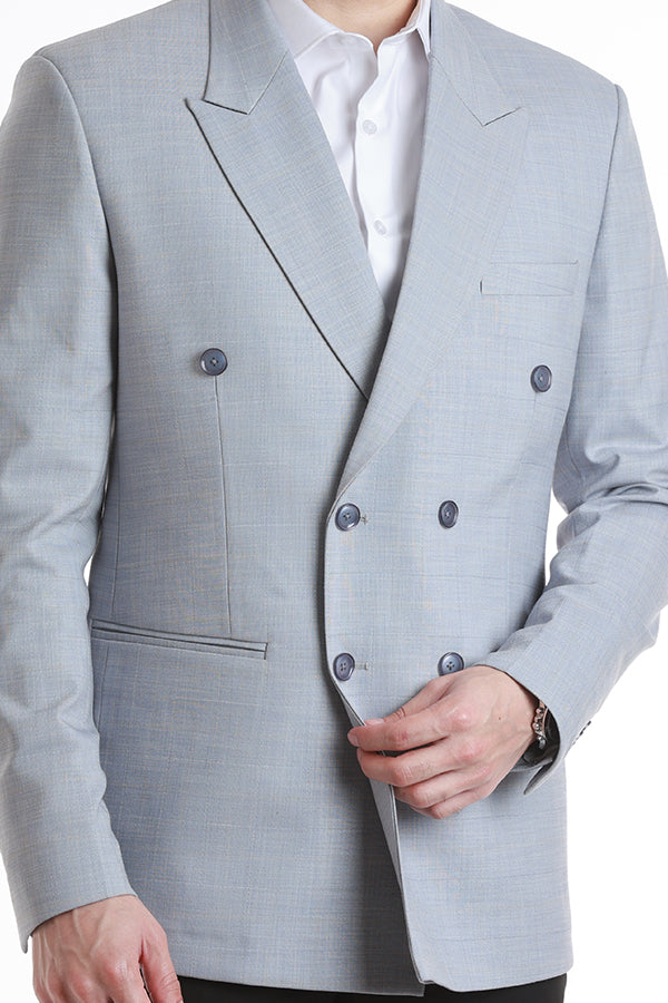RZLER Light Blue Double-Breasted Blazer